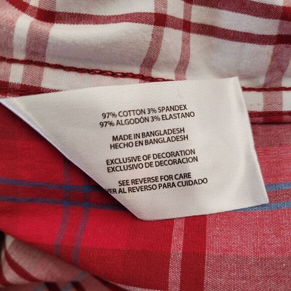 GAP Men's Red Plaid Short Sleeve Button-Up Cotton Poplin Shirt Size Large - Picture 10 of 12